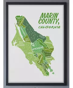 Marin County California map, green