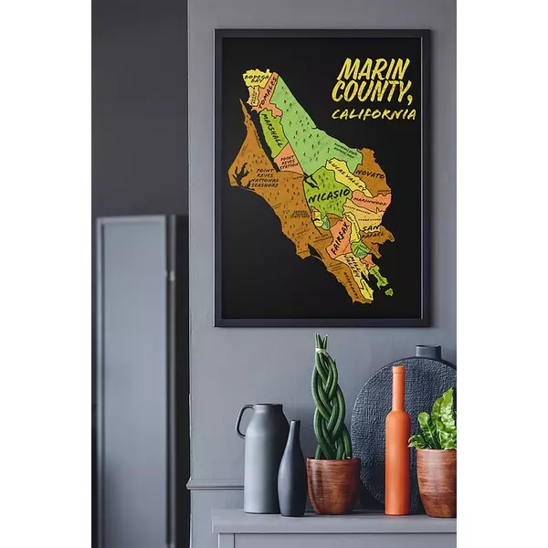 Marin county map, earthtones