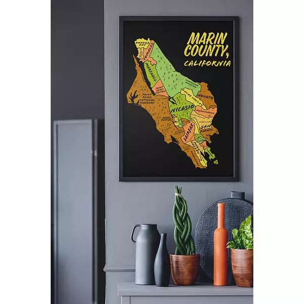 Marin County California map, multi-colored